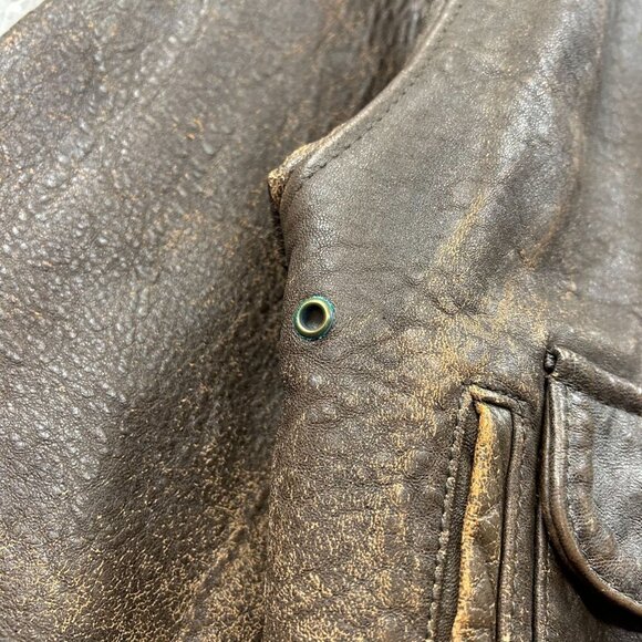 Vintage Avirex Jacket Mens Small Leather Bomber Coat Glenn Miller AAF Band USO - Picture 11 of 16